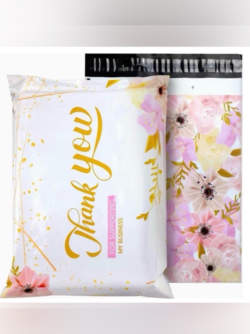 Set of 20 14.5” x 19” Floral Thank You Poly Mailers